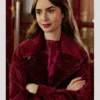 Emily In Paris Emily Cooper Maroon Velvet Jacket