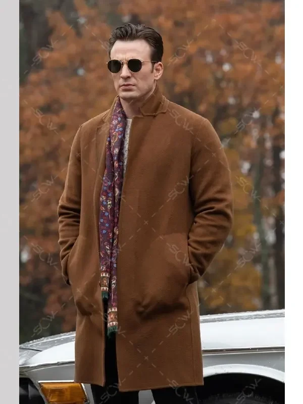 Knives Out Chris Evans Brown Coat