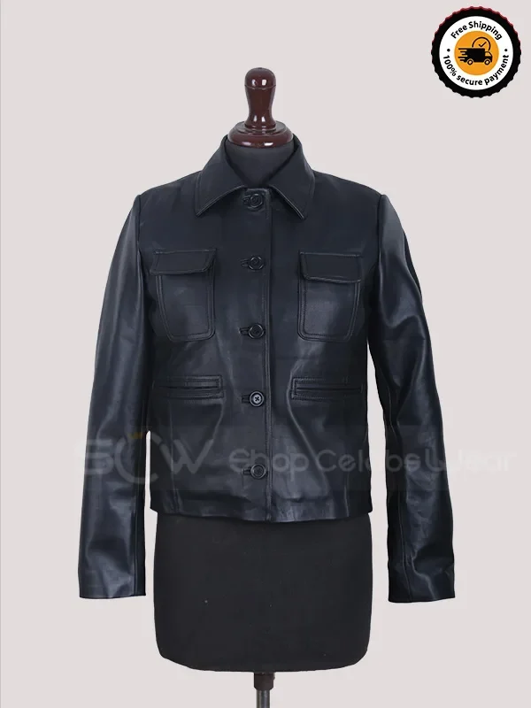 Manifest S04 Michaela Stone Leather Jacket Front