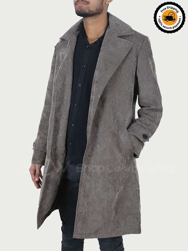 Men's Grey Corduroy Coat - Shop Celebs Wear