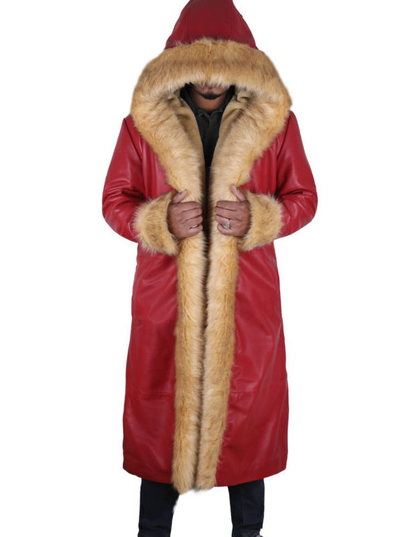 The Christmas Chronicles Santa Claus Red Leather Shearling Coat