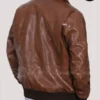 Mens Distressed Leather Bomber Jacket Side Pose