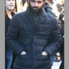 You S04 Penn Badgley Gray Puffer Jacket