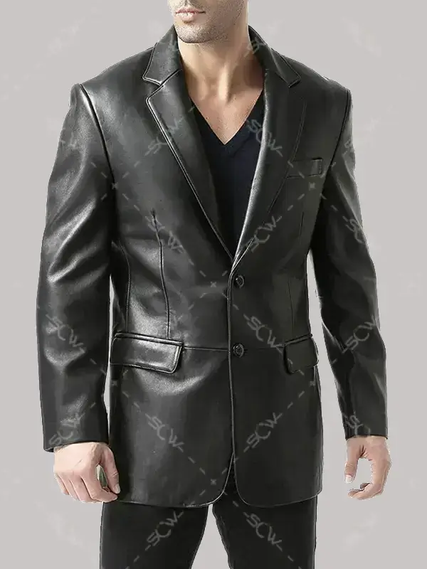 mens leather blazer jacket