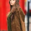 Felicity Jones Brown Coat