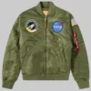 Kanye West Nasa Green Bomber Jacket