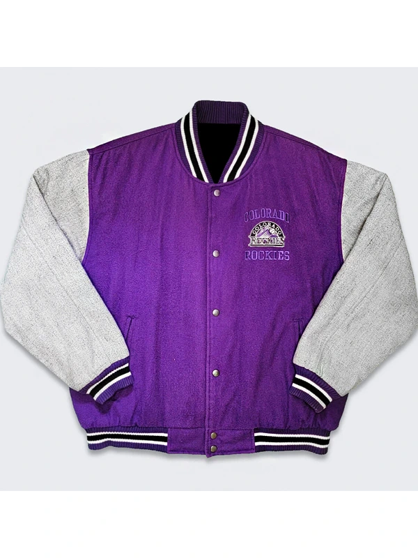 MLB Colorado Rockies Purple And Gray Bomber Jacket