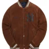 MLB New York Yankees Brown Suede Leather Bomber Jacket