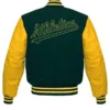 MLB Oakland Athletics Yellow and Green Letterman Jacket