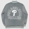 MLB Philadelphia Phillies Grey Varsity Bomber Jacket