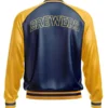 Milwaukee Brewers MLB Blue and Yellow Leather Jacket