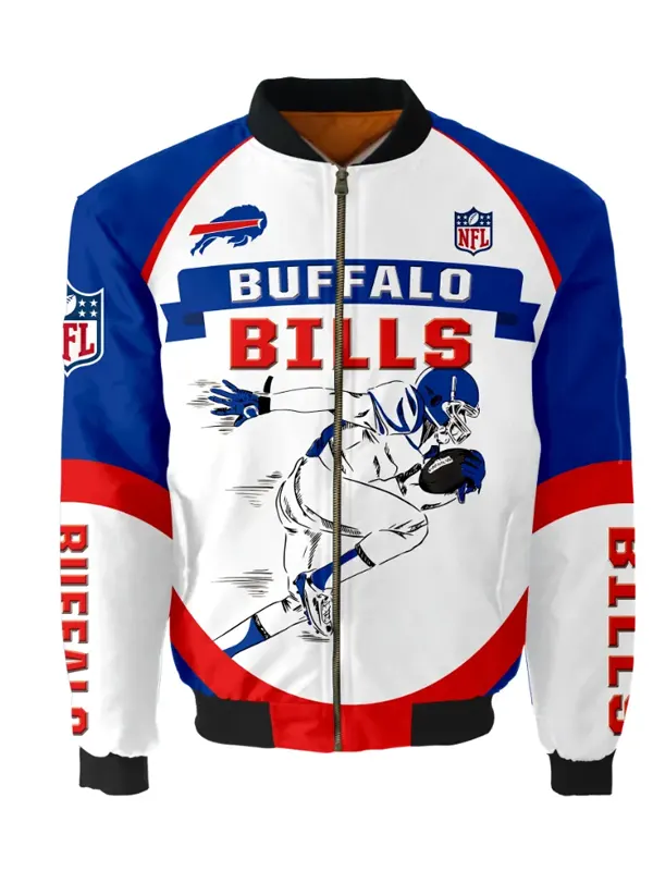 Benito Buffalo Bills NFL Satin Blue Varsity Jacket With Patches