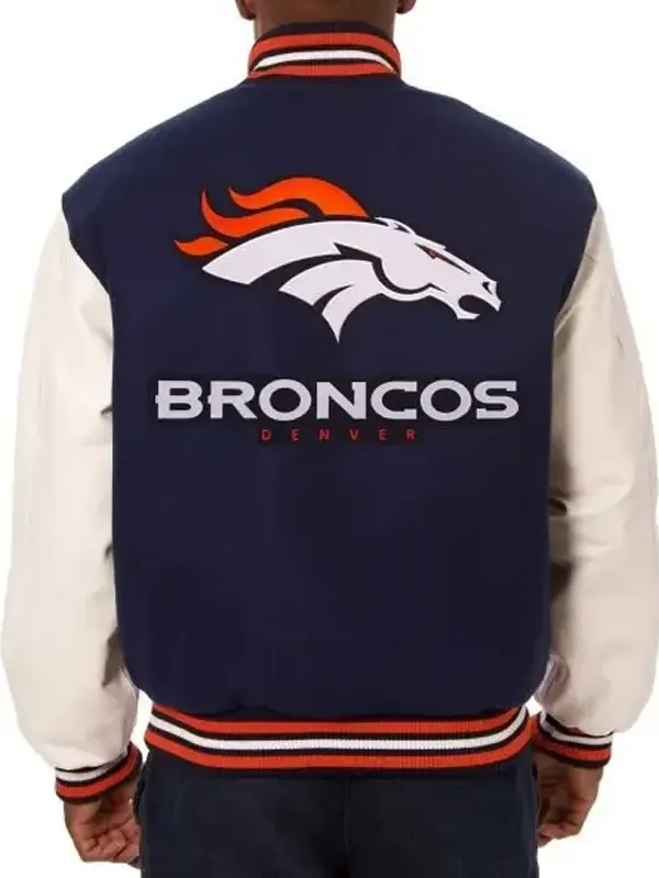 NFL Denver Broncos Inspired Wool Throwback Jacket 