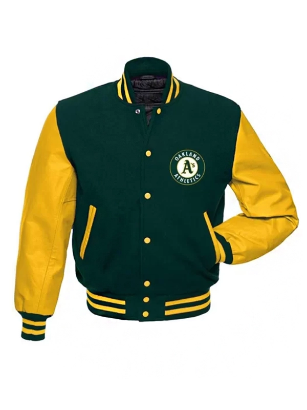 Oakland Athletics MLB Yellow and Green Varsity Jacket