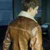 2023 Marvel Spider-Man 2 Peter Parker Brown Leather Bomber Jacket