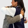 Meghan Markle Blue and White Robert Clack Letterman Jacket