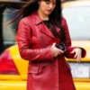 Madame Web 2024 Dakota Johnson Red Leather Coat