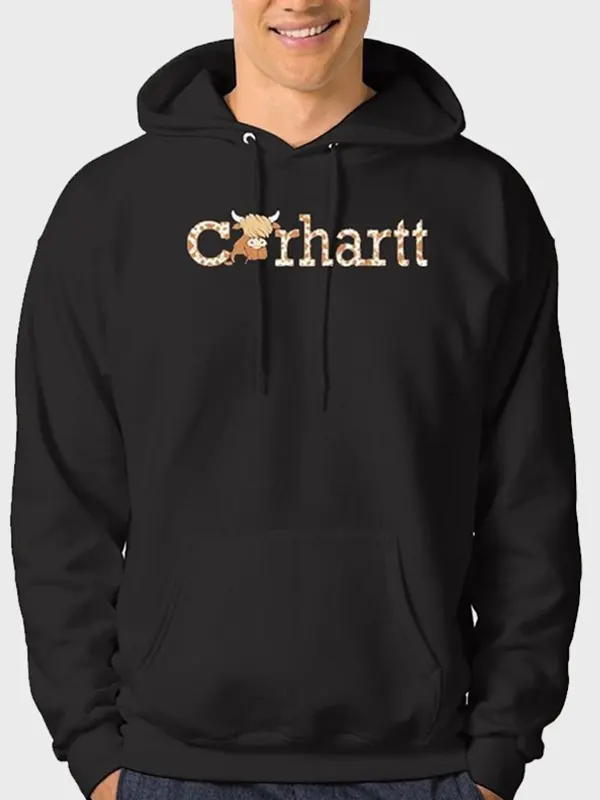 Highland Cow Carhartt Hoodie Black