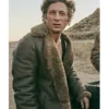 The Iron Claw Jeremy Allen White Shearling Leather Coat Brown