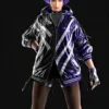 Tekken 8 Reina Mishima Purple and Black Hooded Bomber Cosplay Jacket