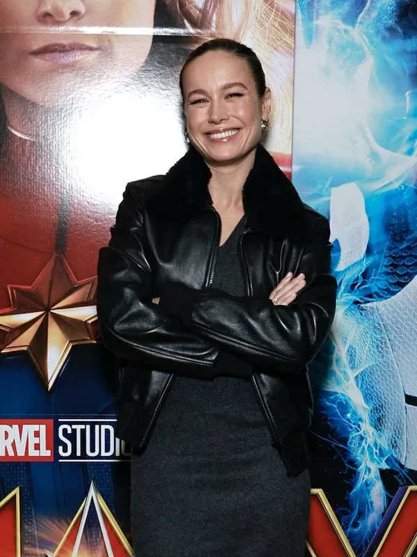 Brie Larson Black Leather Jacket