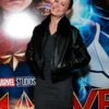 The Marvels Screening Brie Larson Black Leather Bomber Jacket