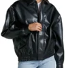 Women’s Kenny Black Leather Bomber Jacket