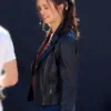 The Bricklayer 2024 Nina Dobrev Black Leather Biker Jacket