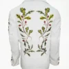 Oliver Quick Saltburn 2023 Barry Keoghan Green Leaf Embroidered White Jacket