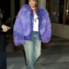 Rihanna Big Bird Purple Faux Fur Jacket - Recreation