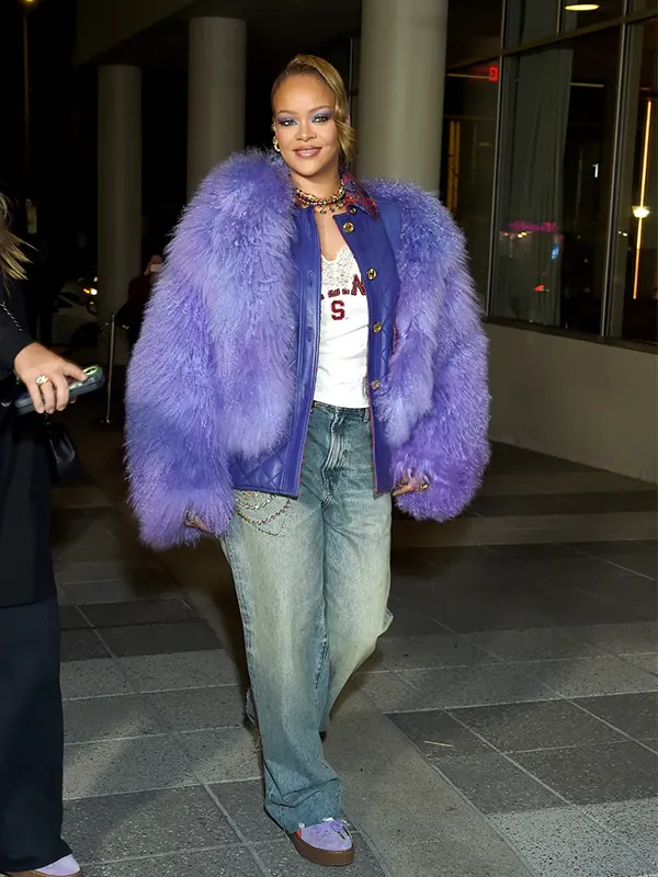 Rihanna Big Bird Purple Faux Fur Jacket - Recreation