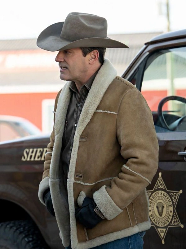 Roy Tillman Fargo S05 Jon Hamm Suede Brown Shearling Jacket