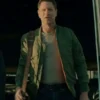 Aaron Eckhart The Bricklayer 2024 Green Satin Bomber Jacket