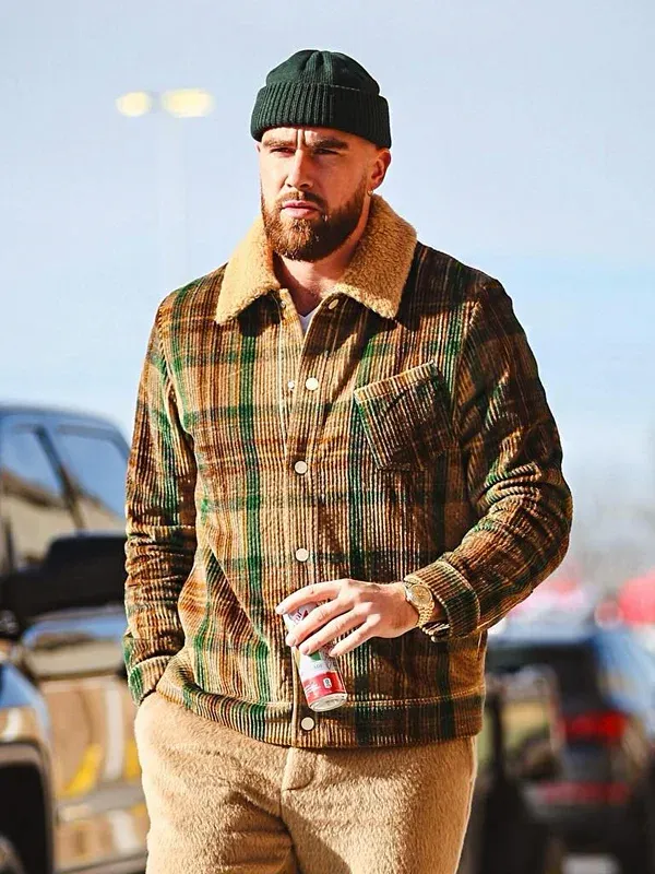 Travis Kelce Plaid Corduroy Jacket