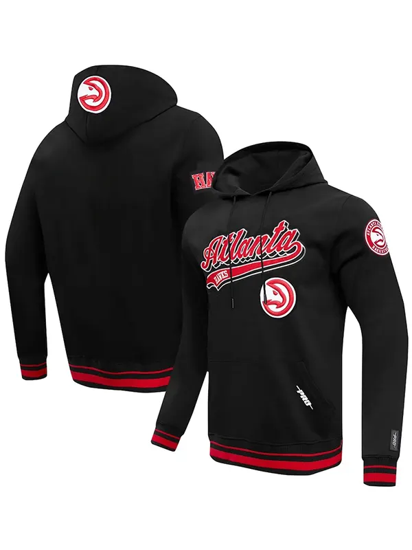 Atlanta Hawks Script Tail Black Pullover Hoodie