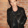 Austin Butler Tribeca Screening Vintage Real Leather Tarnished Biker Jacket