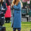 Blake Lively Still Here Sherpa Dimes Blue Coat