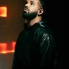 Drake OVO OG Black Leather Hoodie