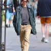 Emily Ratajkowski Green Oversized Boxy Leather Jacket