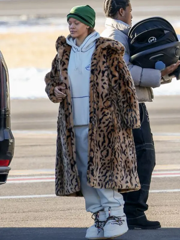 Rihanna Giorgio Armani Long Faux Fur Coat