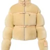 Kim Kardashian Louis Vuitton Shearling Down Blouson Beige Puffer Jacket