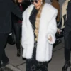 Mariah Carey White Faux Fur Coat