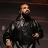 October’s Very Own Drake OVO OG Black Leather Hoodie