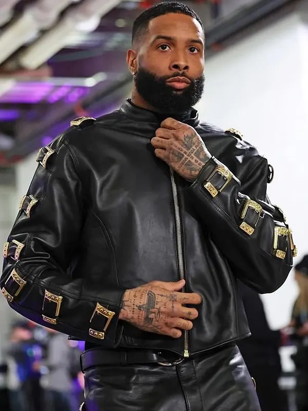 Odell Beckham Jr Jamie Mcfarland Black Leather Jacket