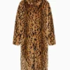 Giorgio Armani Rihanna Leopard Brown Long Faux Fur Coat