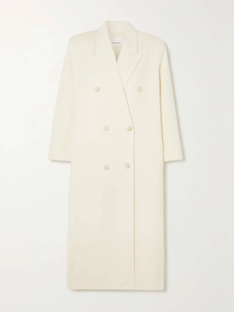 Selena Gomez Gaia White Wool Oversized Coat