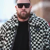 Travis Kelce Amiri Checkered Fur Bomber Jacket