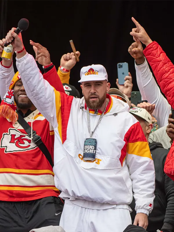 travis kelce super bowl parade jacket