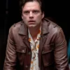 Edward A Different Man Sebastian Stan Brown Leather Jacket