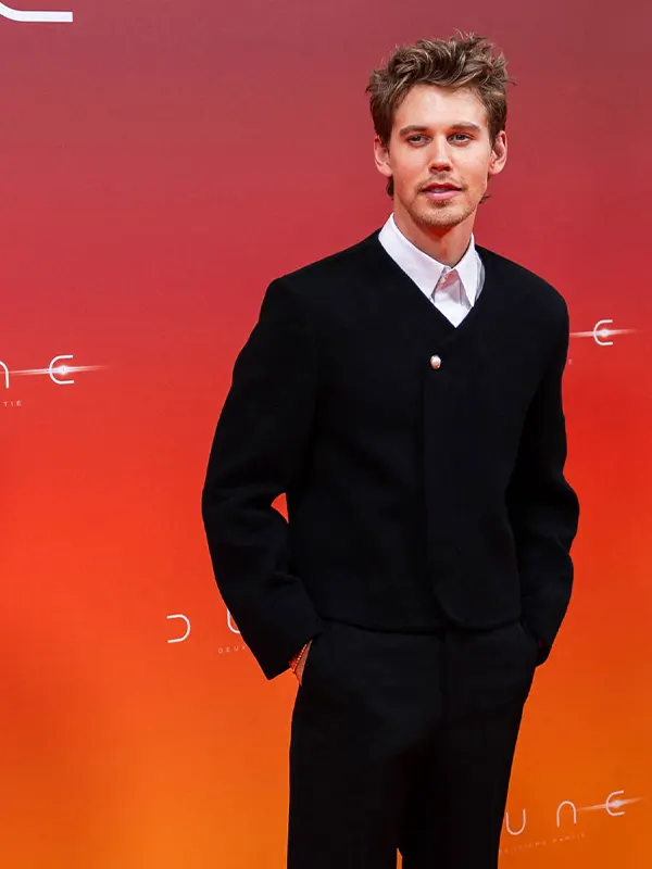 Austin Butler Paris Dune 2 Premiere Louis Vuitton Wool Black Jacket